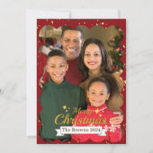 美しい家族の写真を使った楽しいクリスマスグリーティング シーズンカード (正面)