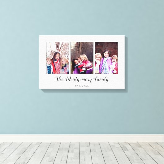 美しい家族の写真コラージュ キャンバスプリント (インサイチュ (ウッドフロア))