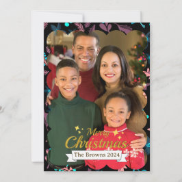 美しい家族の写真メリークリスマスグリーティング シーズンカード