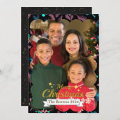 美しい家族の写真メリークリスマスグリーティング シーズンカード (正面/裏面)