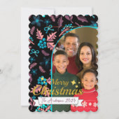 美しい家族の写真メリークリスマス シーズンカード (正面)