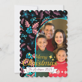 美しい家族の写真メリークリスマス シーズンカード