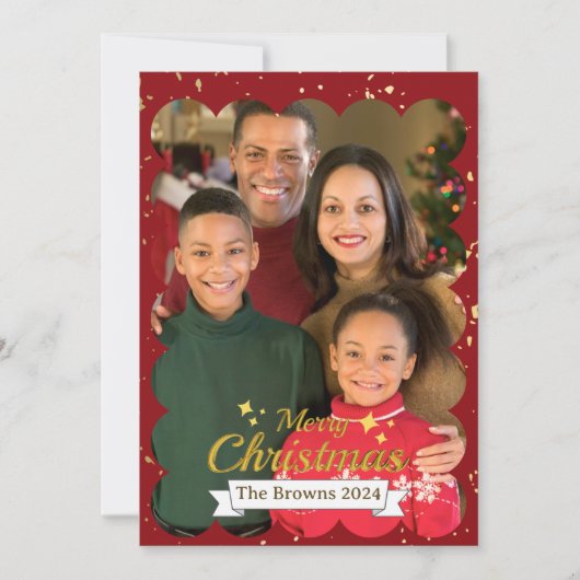 美しい家族の写真　メリークリスマス シーズンカード (正面)