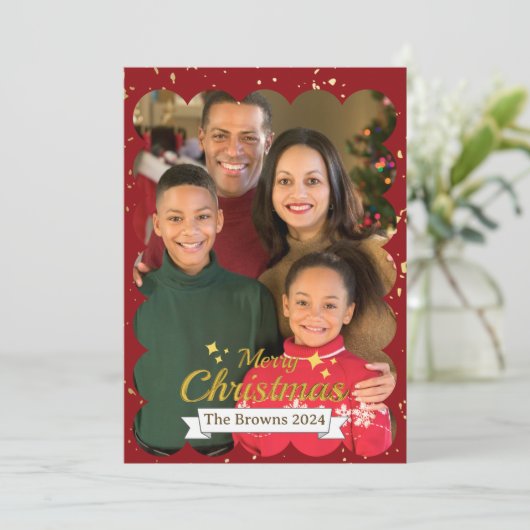 美しい家族の写真　メリークリスマス シーズンカード (スタンド正面)