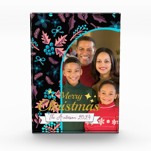 美しい家族写真メリークリスマスフォトブロック フォトブロック (正面)
