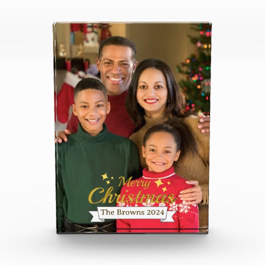 美しい家族写真メリークリスマスフォトブロック フォトブロック (正面)