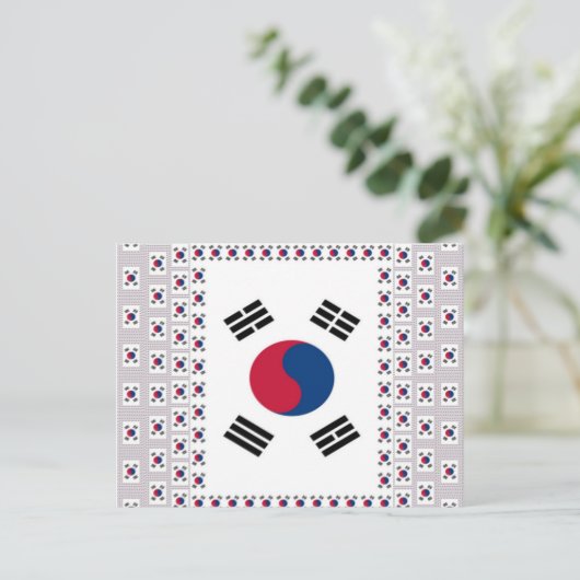 美しい対角線韓国国旗:無限の芸術 ポストカード (スタンド正面)