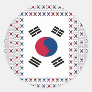 美しい対角線韓国国旗:無限の芸術 ラウンドシール