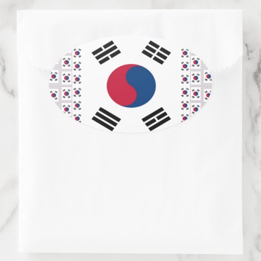 美しい対角線韓国国旗:無限の芸術 楕円形シール (バッグ)