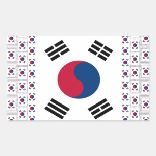 美しい対角線韓国国旗:無限の芸術 長方形シール