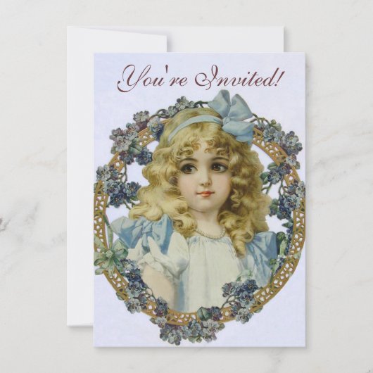美しい小さな少女の古い肖像画 招待状 (正面)