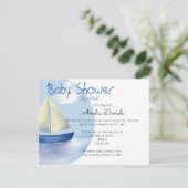 美しい小さな青い帆船の赤ちゃんシャワー郵便 招待状 (スタンド正面)