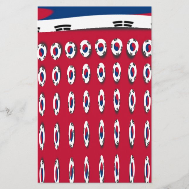 美しい小さな韓国国旗のデザイン赤いベースプリント (正面)