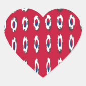 美しい小さな韓国国旗のデザイン赤いベースプリント ハートシール (正面)