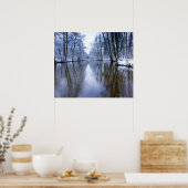 美しい小川が咲く冬の森 ポスター (キッチン)