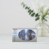 美しい小川が咲く冬の森 名刺 (スタンド正面)