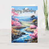 美しい小川の早春 | お誕生日おめでとう カード (正面)
