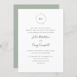 美しい小葉さいフォーマルモノグラ結婚ムの 招待状