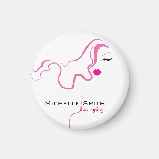 美しい少女のアイコンピンクの髪型ブランディング マグネット (正面)