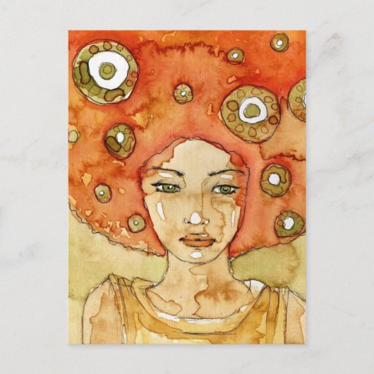 美しい少女のポートレート ポストカード (正面)