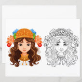 美しい少女の塗り絵 (正面/裏面)