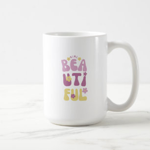 美しい少女の紫と黄色のかわいい花 コーヒーマグカップ