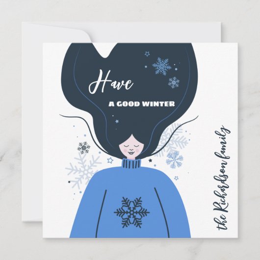 美しい少女よ、素敵な冬を過ごしてね カード (正面)