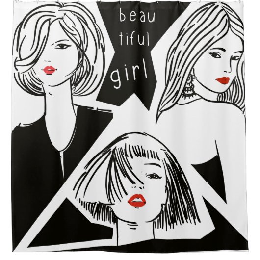 美しい少女 シャワーカーテン (正面)