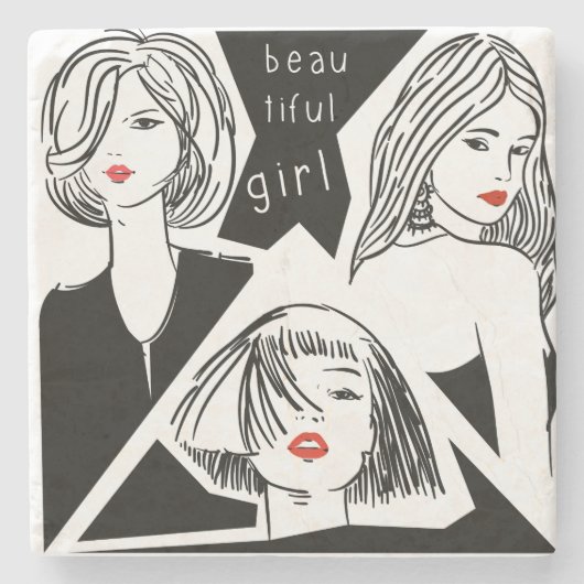 美しい少女 ストーンコースター (正面)