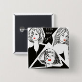 美しい少女 缶バッジ (正面&裏面)