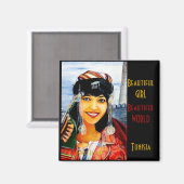 美しい少女、美しい世界、チュニジアの磁石 マグネット (正面/裏面)