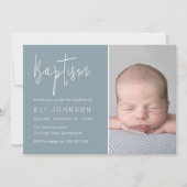 美しい少年の写真ほこりっぽい青いバプテスマ 招待状 (正面)