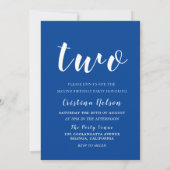 美しい少年 GIRL 2歳の誕生日パーティーの写真 青 招待状 (裏面)