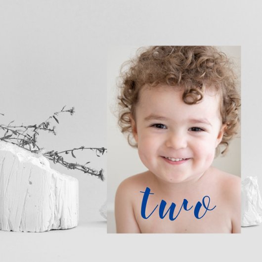 美しい少年 GIRL 2歳の誕生日パーティーの写真 青 招待状