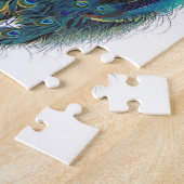 美しい尾羽を持つ青い孔雀 ジグソーパズル (側面)