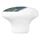 美しい尾羽を持つ青い孔雀 セラミックノブ (側面)