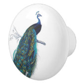 美しい尾羽を持つ青い孔雀 セラミックノブ (右)