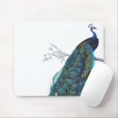 美しい尾羽を持つ青い孔雀 マウスパッド (マウス)