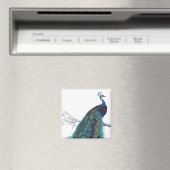 美しい尾羽を持つ青い孔雀 マグネット (インサイチュ (食洗機))