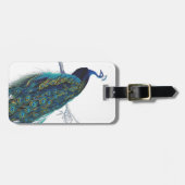 美しい尾羽を持つ青い孔雀 ラゲッジタグ (正面横)