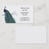 美しい尾羽を持つ青い孔雀 名刺 (正面/裏面)