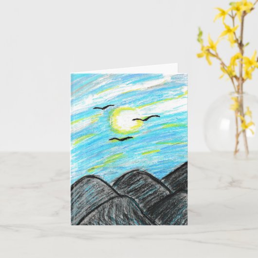 美しい山々 カード (黄色い花)