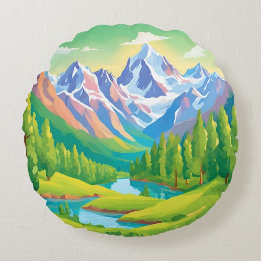 美しい山々 ラウンドクッション (正面)