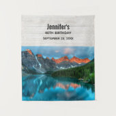 美しい山と湖の写真の誕生日 タペストリー (正面)