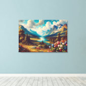 美しい山と魔法の川 キャンバスプリント (インサイチュ (ウッドフロア))