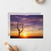 美しい山の夕日と木の自然写真 ノートカード (正面/裏面インサイチュ)