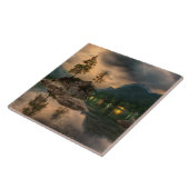 美しい山の湖の夕べ写真 タイル (側面)