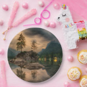 美しい山の湖の夕べ写真 ペーパープレート (パーティー)