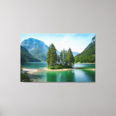 美しい山の湖の絵のような景色 キャンバスプリント (正面)