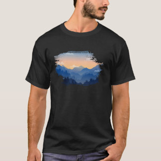 美しい山の自然の木と森の長いSl Tシャツ